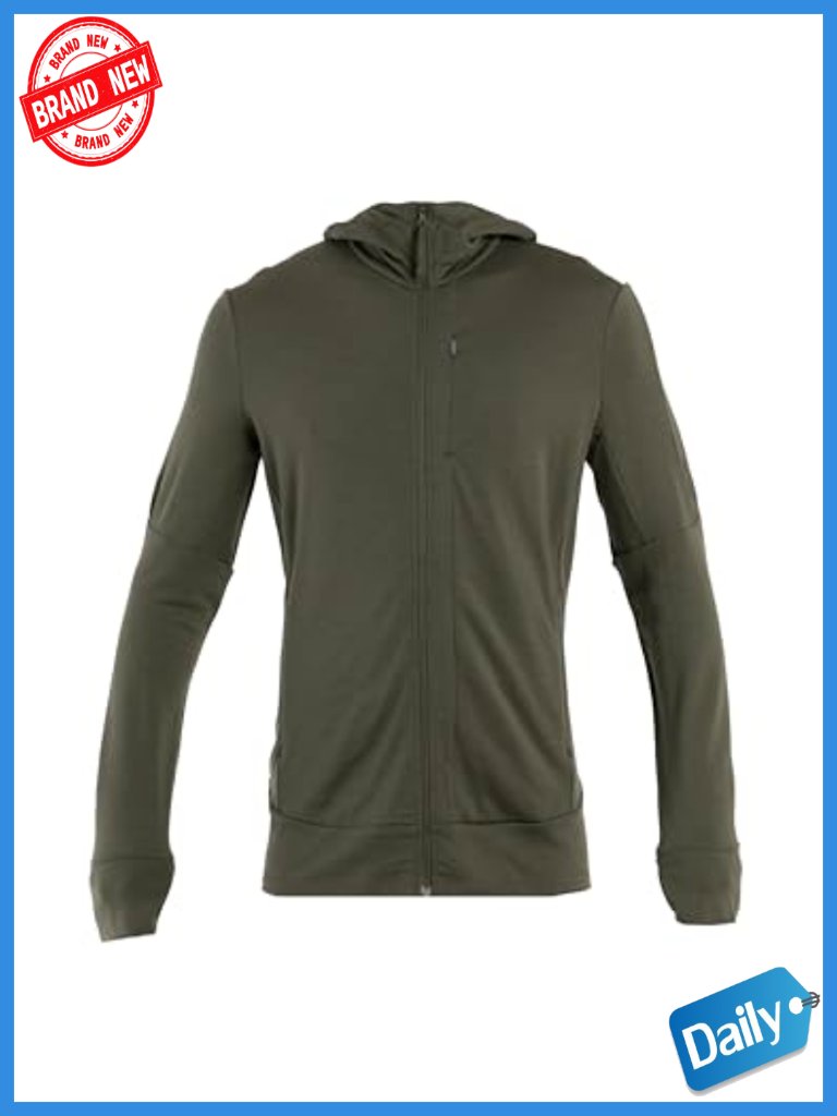 Merino Wool Zip Hoodie Long Sleeve Mid Layer Thumb Holes